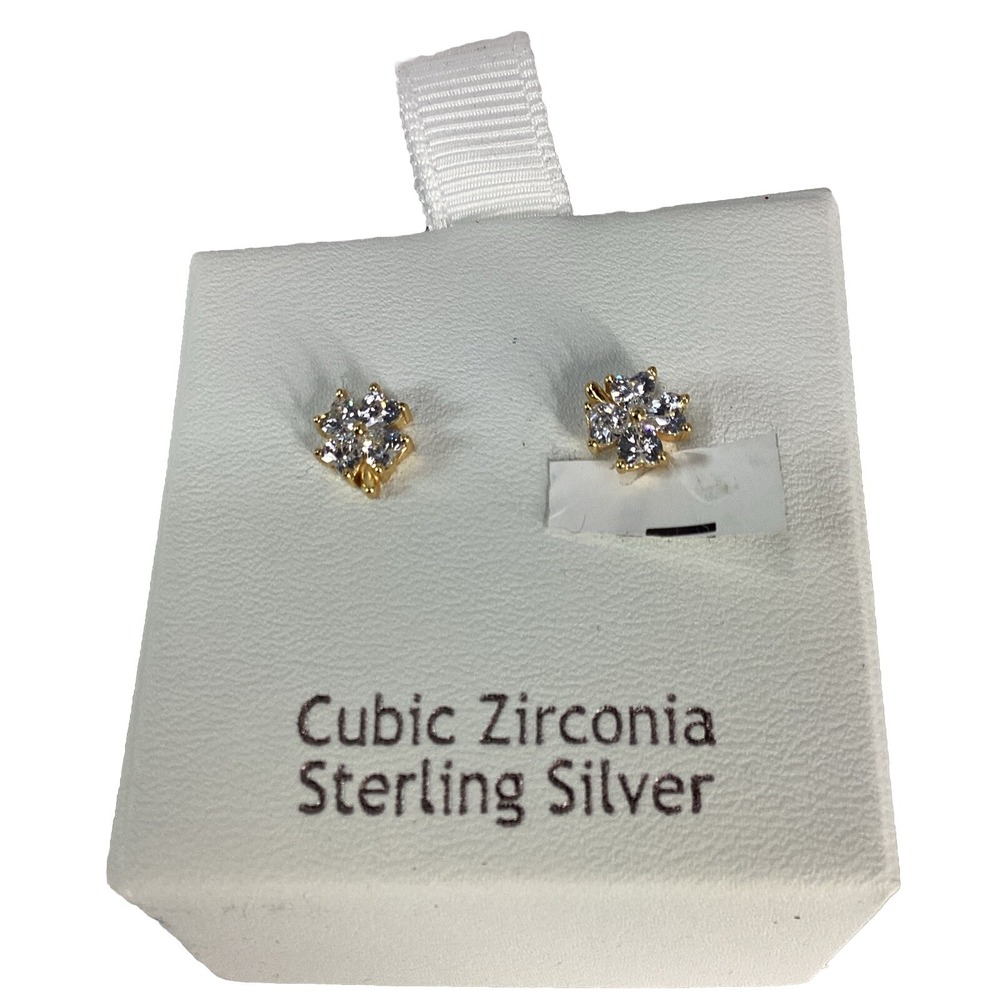 Nanette Lepore Cubic Zirconia Sterling Silver gold flower earrings